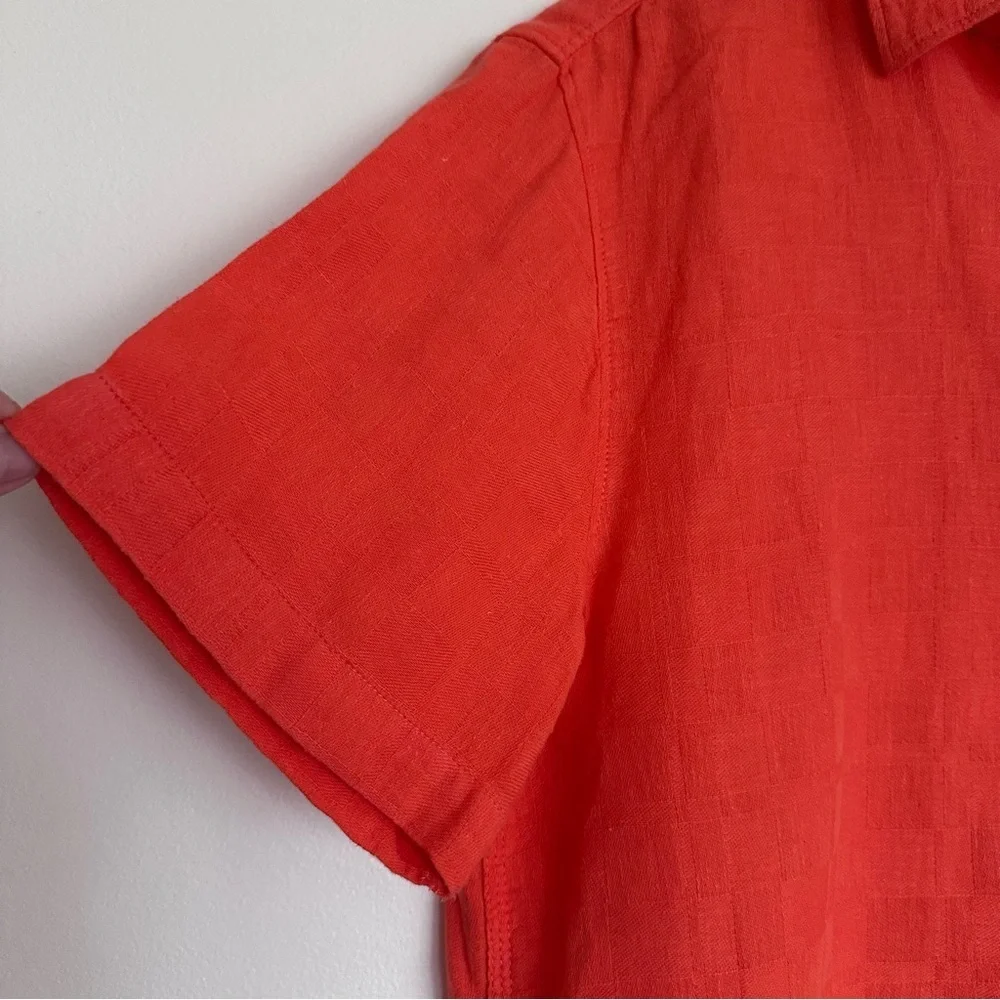 The North Face Men's Bold Orange Button-Down Short Sleeve Shirt Size Small